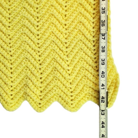 Handmade Crocheted Baby Afghan‎ Pastel Yellow Chevron Crib Blanket 29" x 43" - Picture 5 of 6